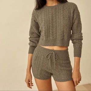 Reformation Alfio Cashmere Cable Short Set (NWT)